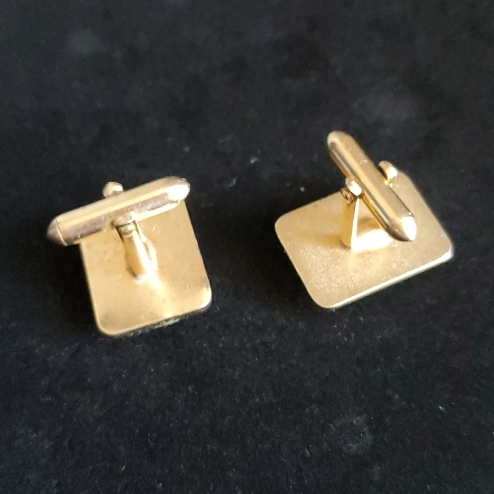 Vintage SWANK S Monogram Gold Tone Cuff Links